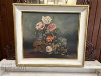 Ελαιογραφία – Λουλούδια σε καλάθι, 71×61 εκ