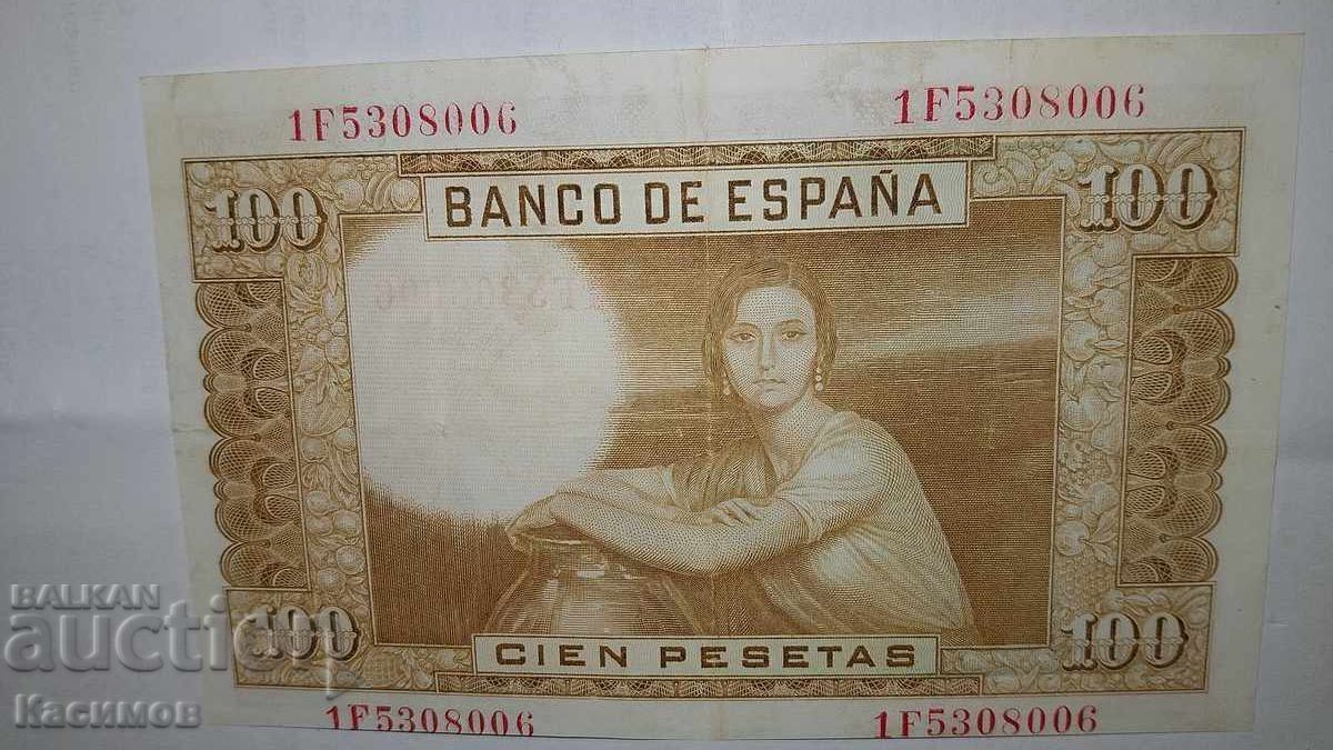 Auction Old Spanish banknote 100 Pesetas 1953 Auction Old Spanish banknote 100 Pesetas 1953