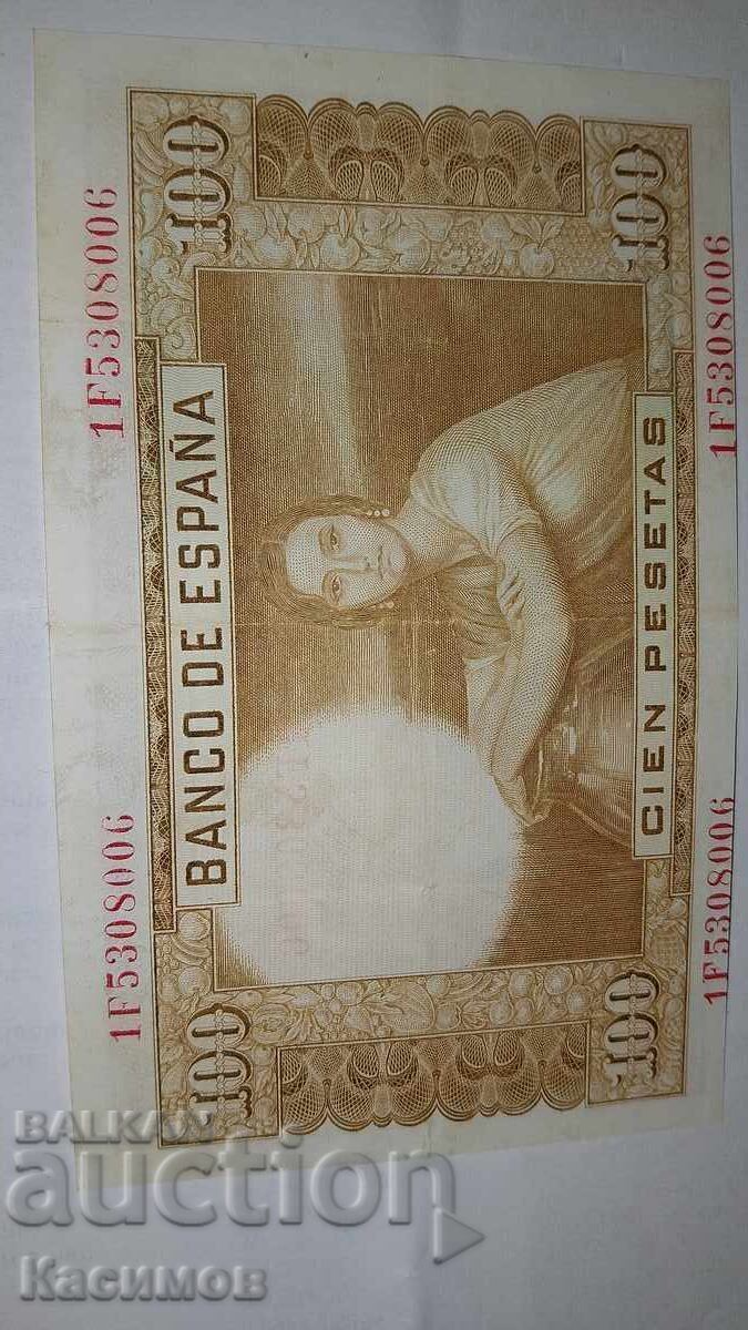 Delivery of Old Spanish banknote 100 Pesetas 1953 Delivery of Old Spanish banknote 100 Pesetas 1953