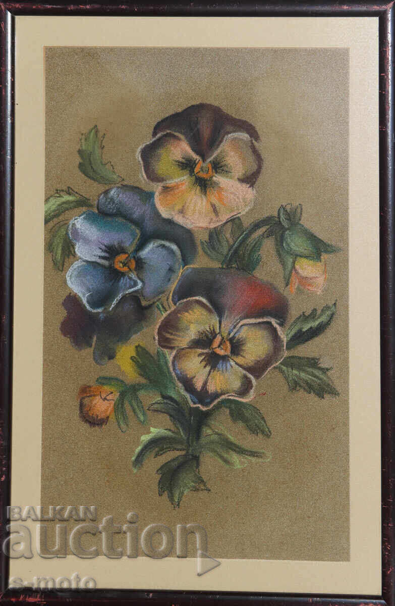 Pastel painting still life flowers with price 200.00 BGN | € 102.26