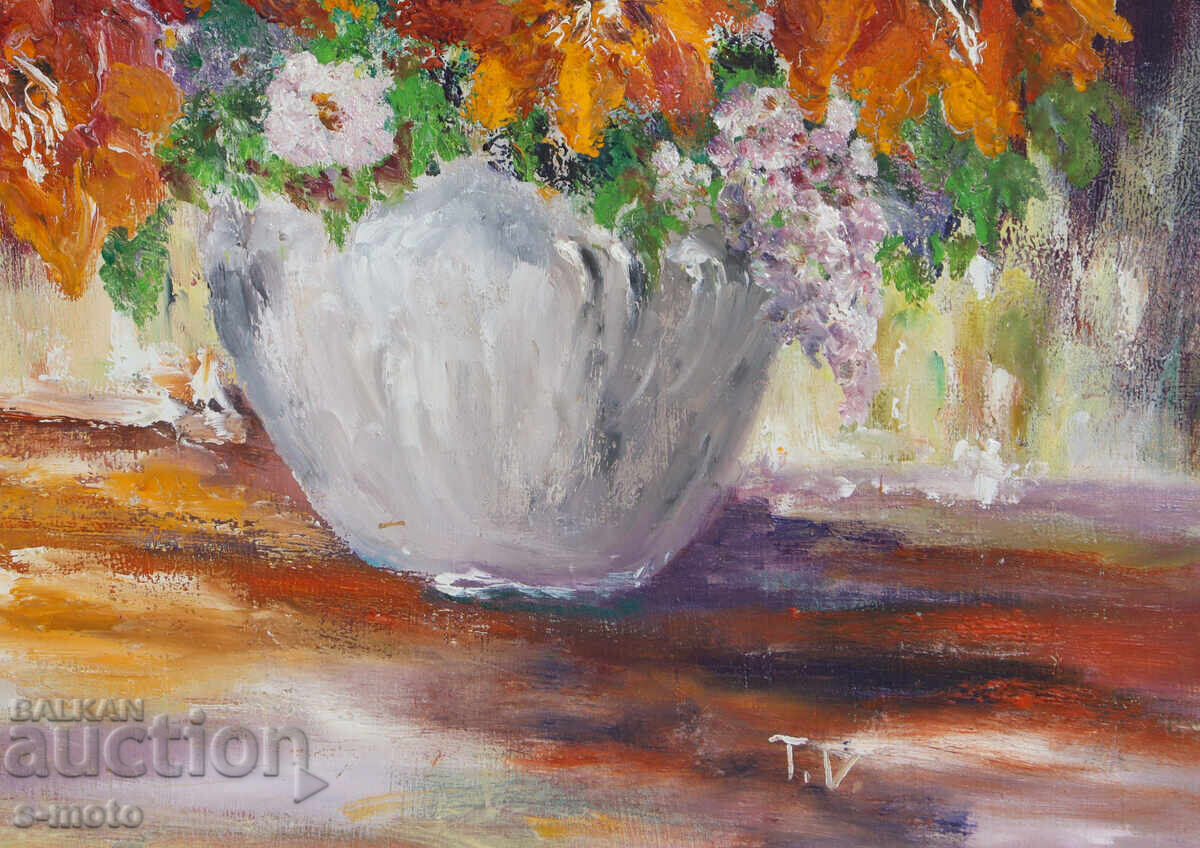 Oil painting still life with flowers - 6