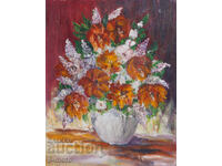 Oil painting still life with flowers