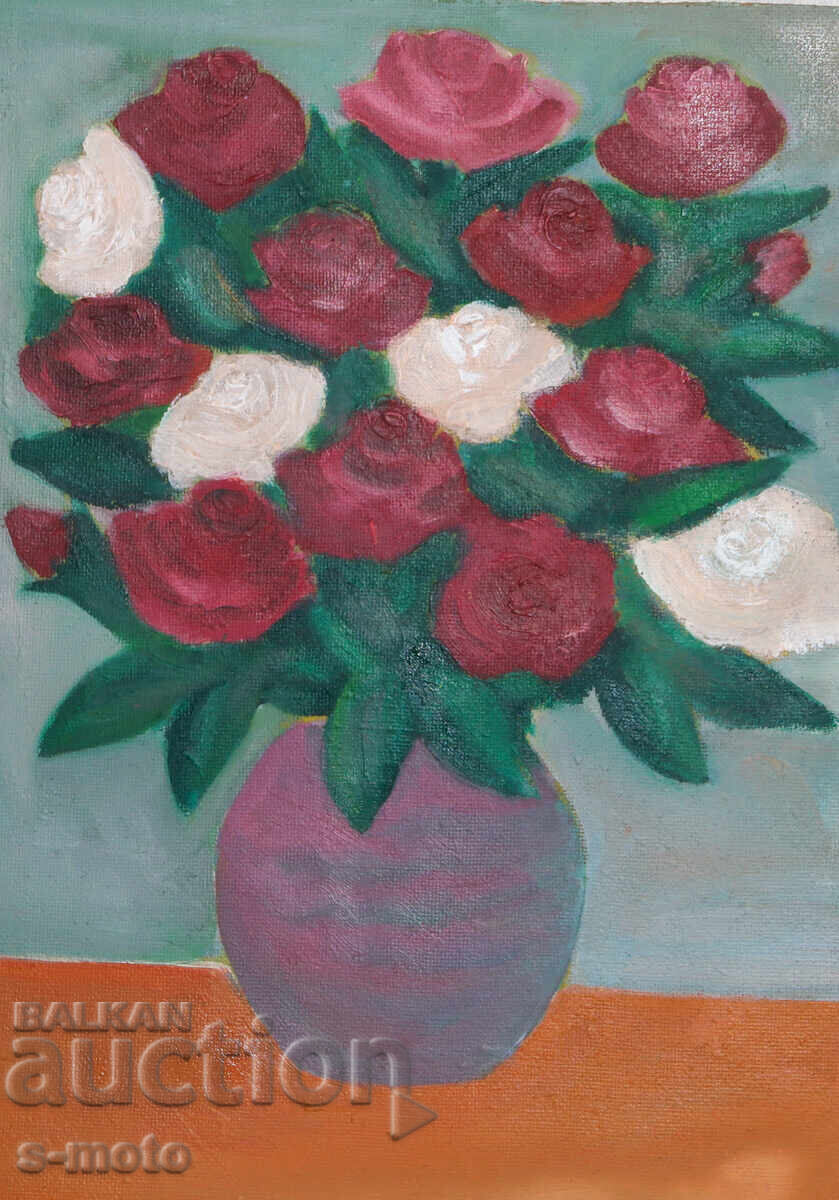 Oil painting still life with flowers