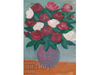 Tablou în ulei, natură statică cu flori