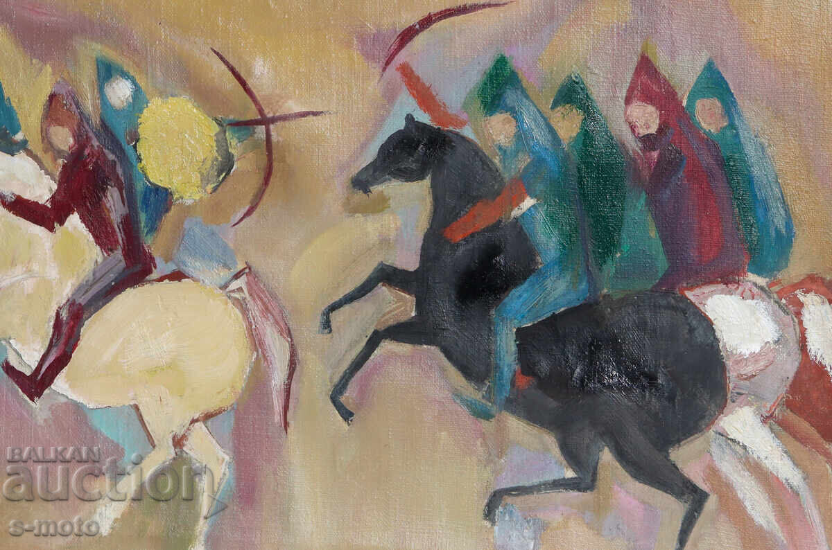 Доставка на Картина маслени бои фигурална композиция конници