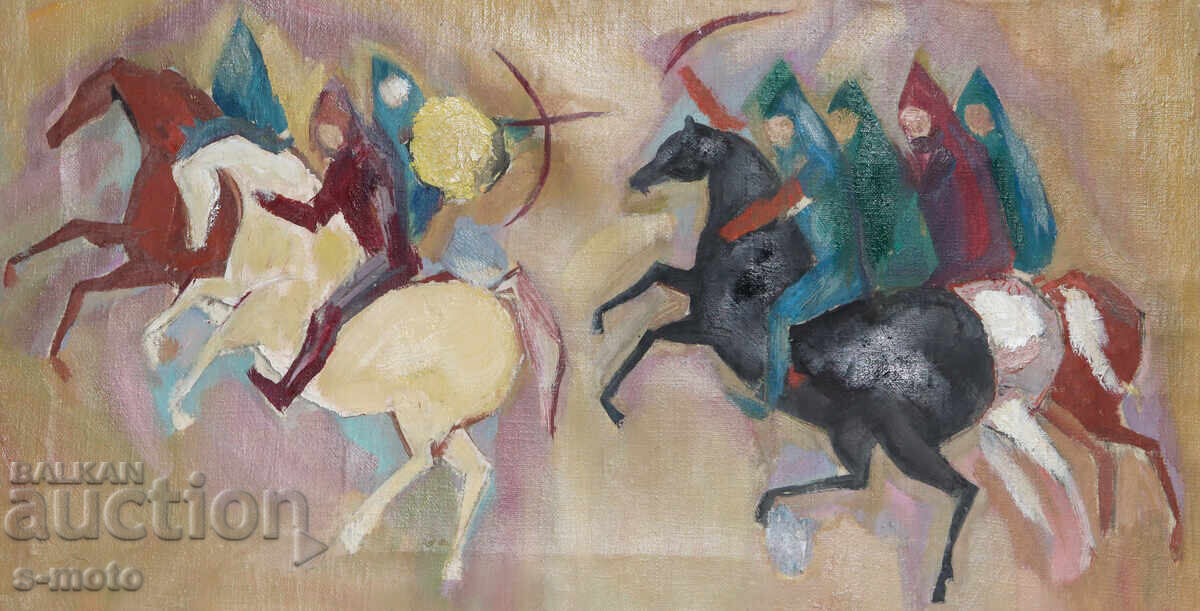 Картина маслени бои фигурална композиция конници