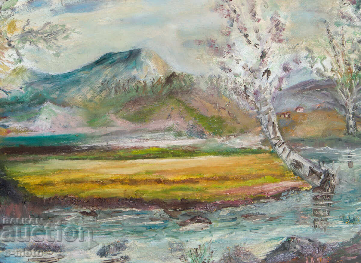 Παλιός ελαιογραφικός πίνακας τοπίου - 5