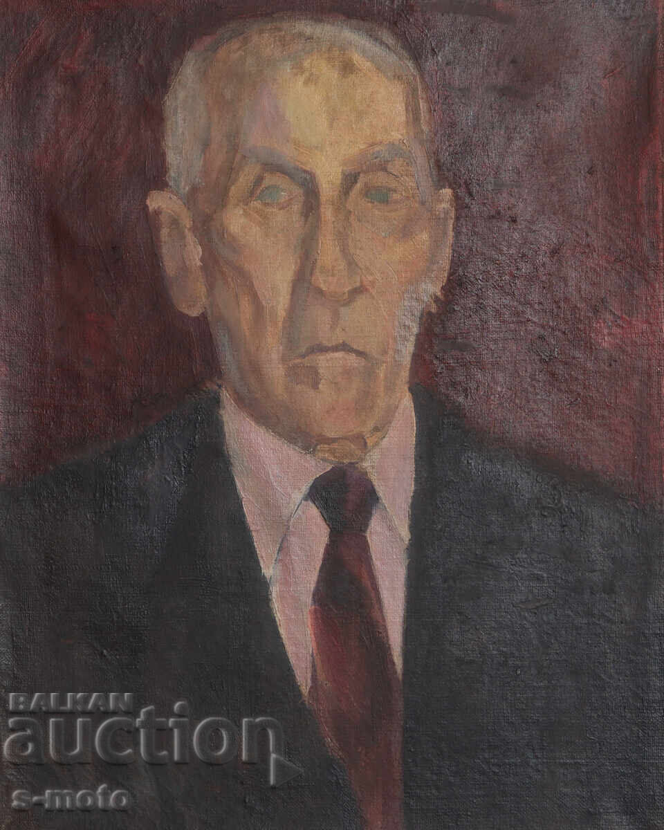 Auction  Old oil painting portrait of an elderly man