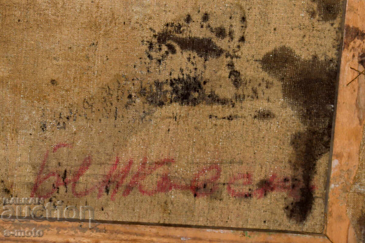 Old oil painting portrait of an elderly man - 7