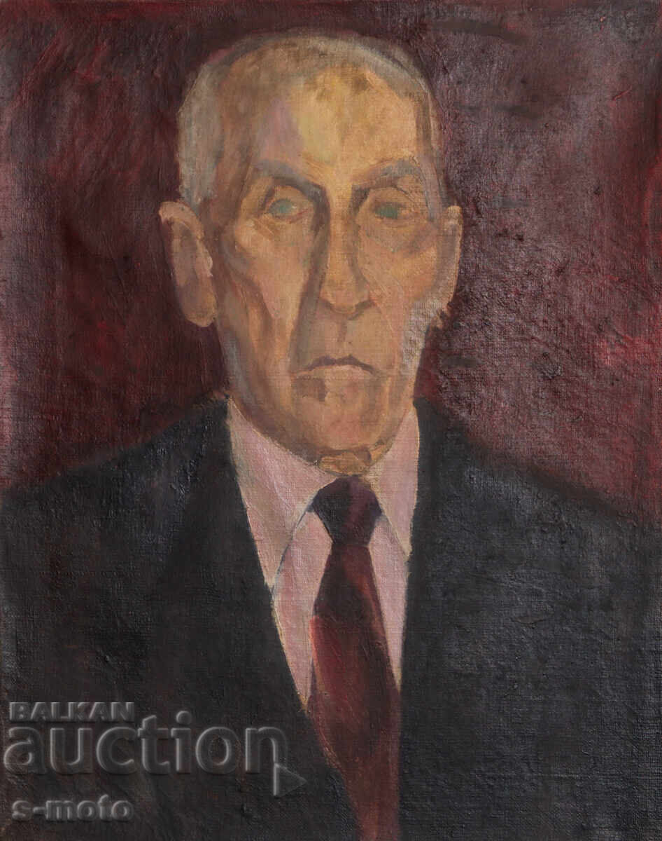 Old oil painting portrait of an elderly man