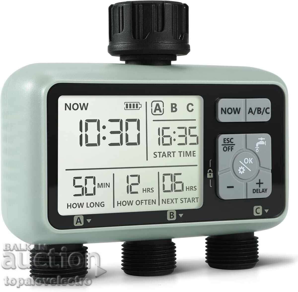 Τάιμερ ποτίσματος με 3 εξόδους, προγραμματιζόμενα χρονοδιαγράμματα, rain d Τάιμερ ποτίσματος με 3 εξόδους, προγραμματιζόμενα χρονοδιαγράμματα, rain d