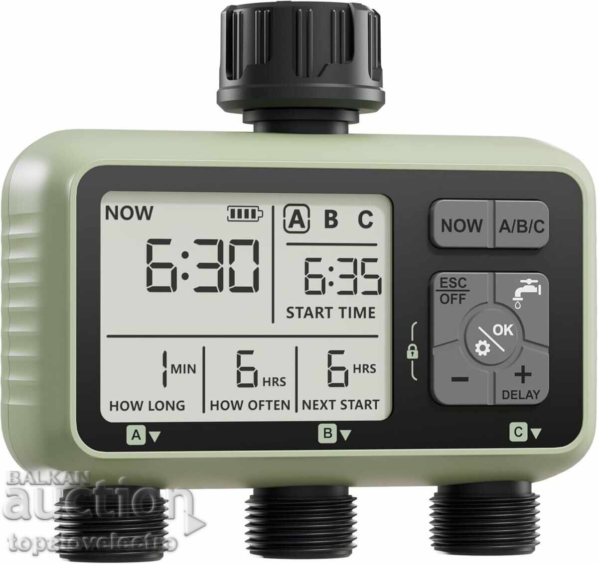 NEW! Automatic irrigation computer, timer with 3 outlets, Ra