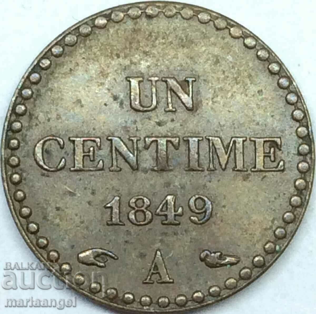 Франция 1 сантим 1849 бронз - рядка - 6