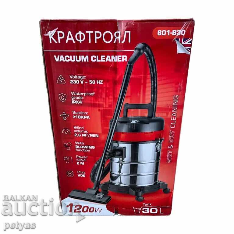 Livrarea Aspirator pentru curățare uscată+umedă Kraftroyal 1200 W. 30l Livrarea Aspirator pentru curățare uscată+umedă Kraftroyal 1200 W. 30l