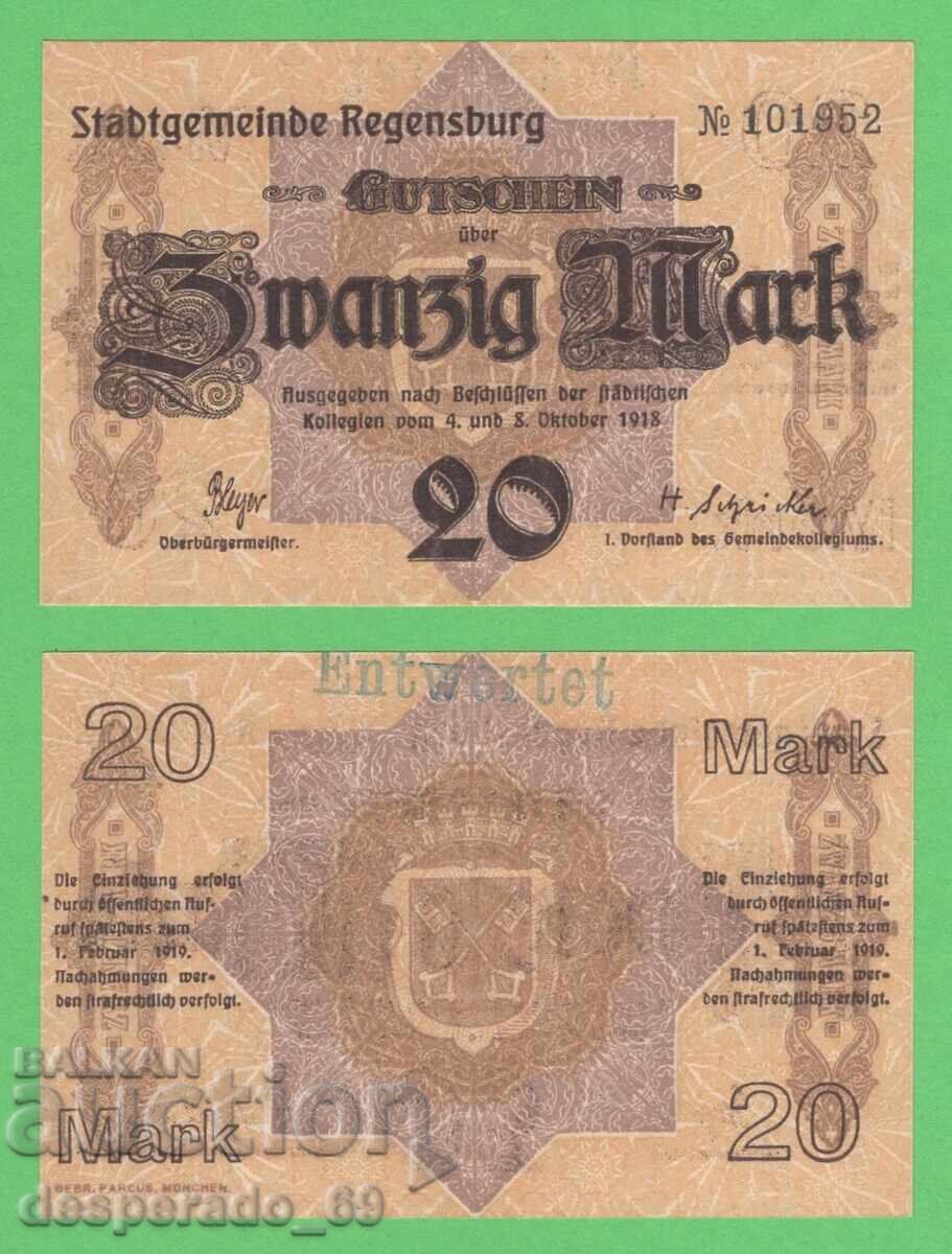 (¯`'•.¸GERMANY (Regensburg) 20 Marks 1918 UNC¸.•'´¯) (¯`'•.¸GERMANY (Regensburg) 20 Marks 1918 UNC¸.•'´¯)