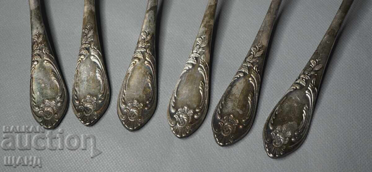 6 Стари Руски посребрени прибори лъжици 20 см с цена 32.35 лв. | € 16.54