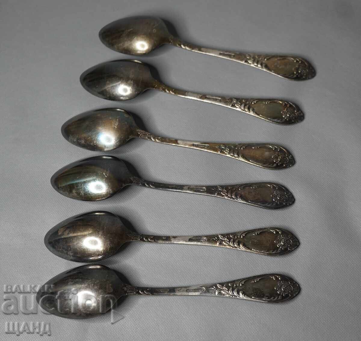 Аукцион 6 Стари Руски посребрени прибори лъжици 20 см