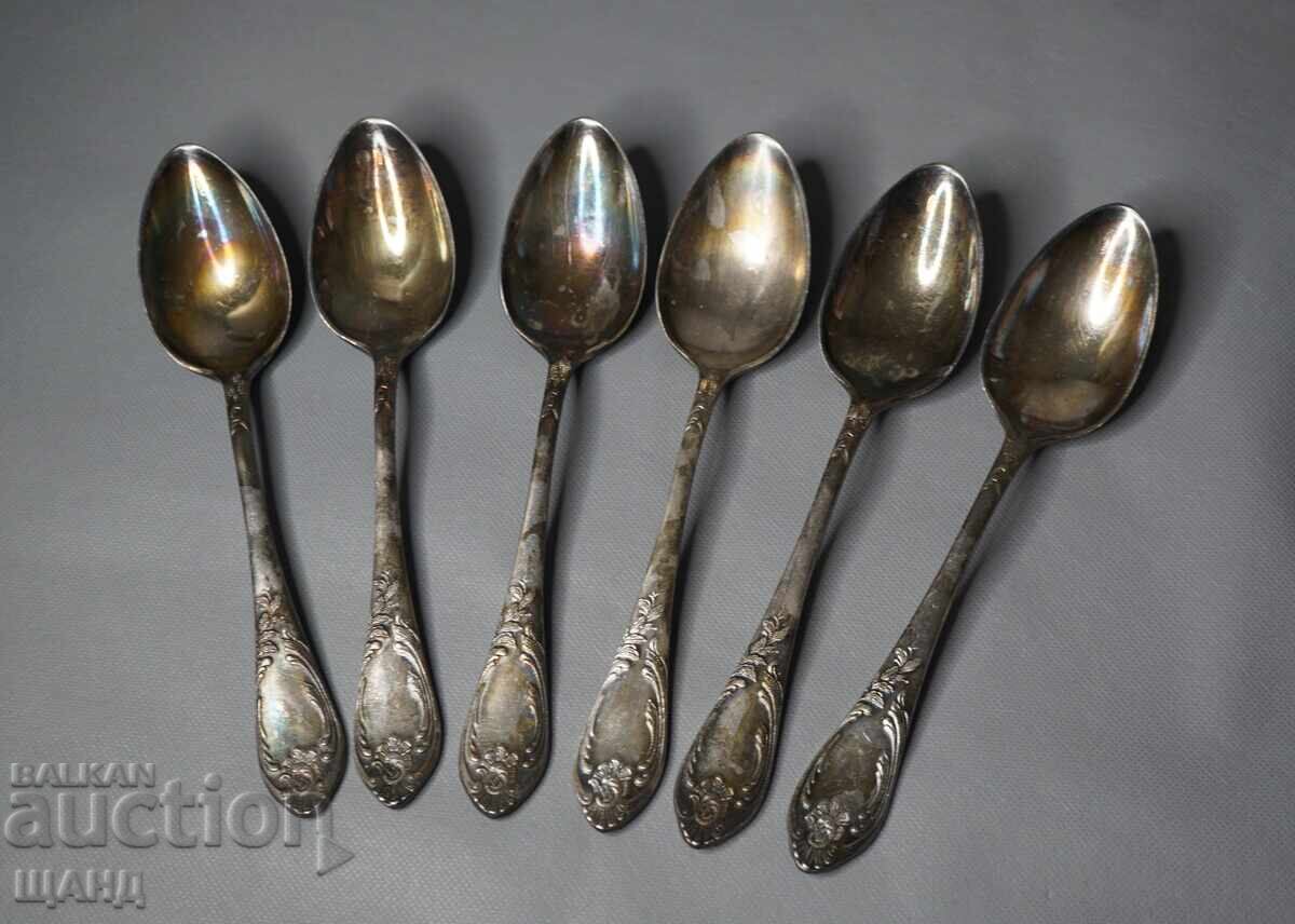 6 Стари Руски посребрени прибори лъжици 20 см