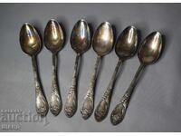 6 Linguri rusești vechi argintate, 20 cm