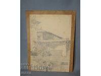 Β.Καζαντζιέφ Παλιό Σχέδιο με Μολύβι Παλιό Σπίτι