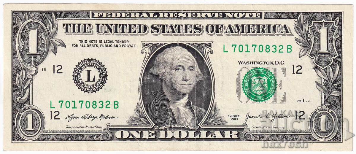 ❤️ ⭐ ΗΠΑ 2021 1 δολάριο Σαν Φρανσίσκο L ⭐ ❤️ με τιμή 3.49 BGN | € 1.78