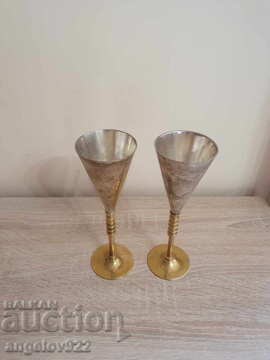 Посребрени бронзови метални чаши за вино!!! с цена 0.01 лв. | € 0.01