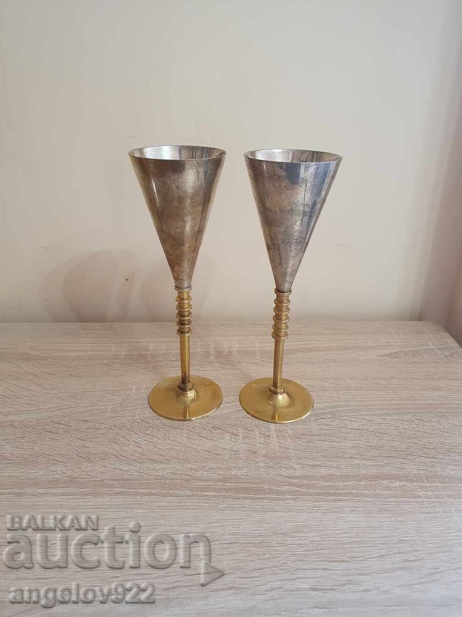 Аукцион Посребрени бронзови метални чаши за вино!!!