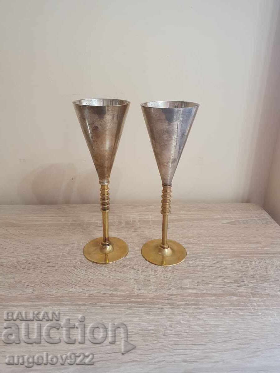 Доставка на Посребрени бронзови метални чаши за вино!!!