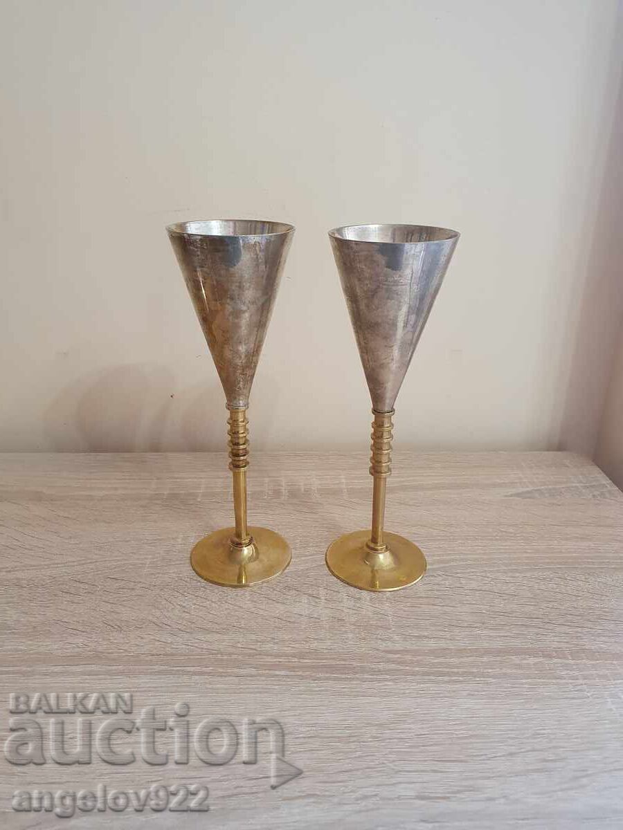 Посребрени бронзови метални чаши за вино!!! - 5