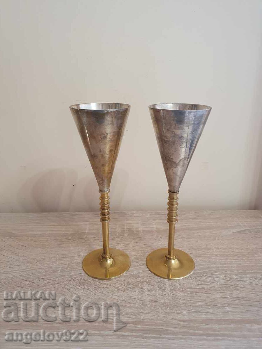 Посребрени бронзови метални чаши за вино!!!