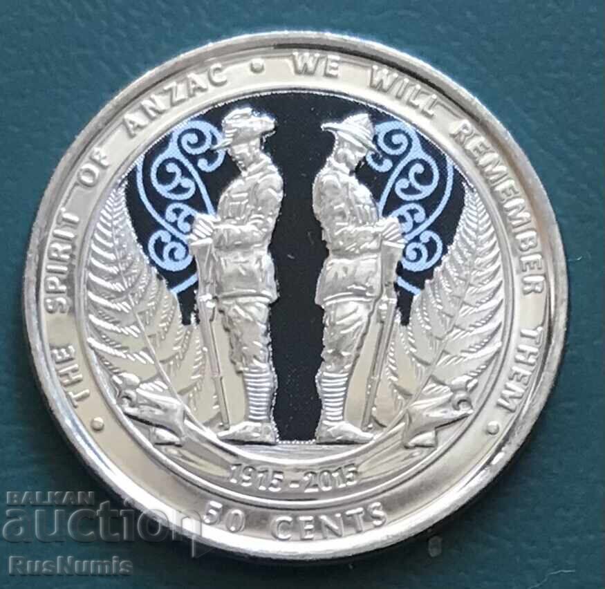 Нова Зеландия.50 цента 2015 г. Духът на ANZAC. Нова Зеландия.50 цента 2015 г. Духът на ANZAC.