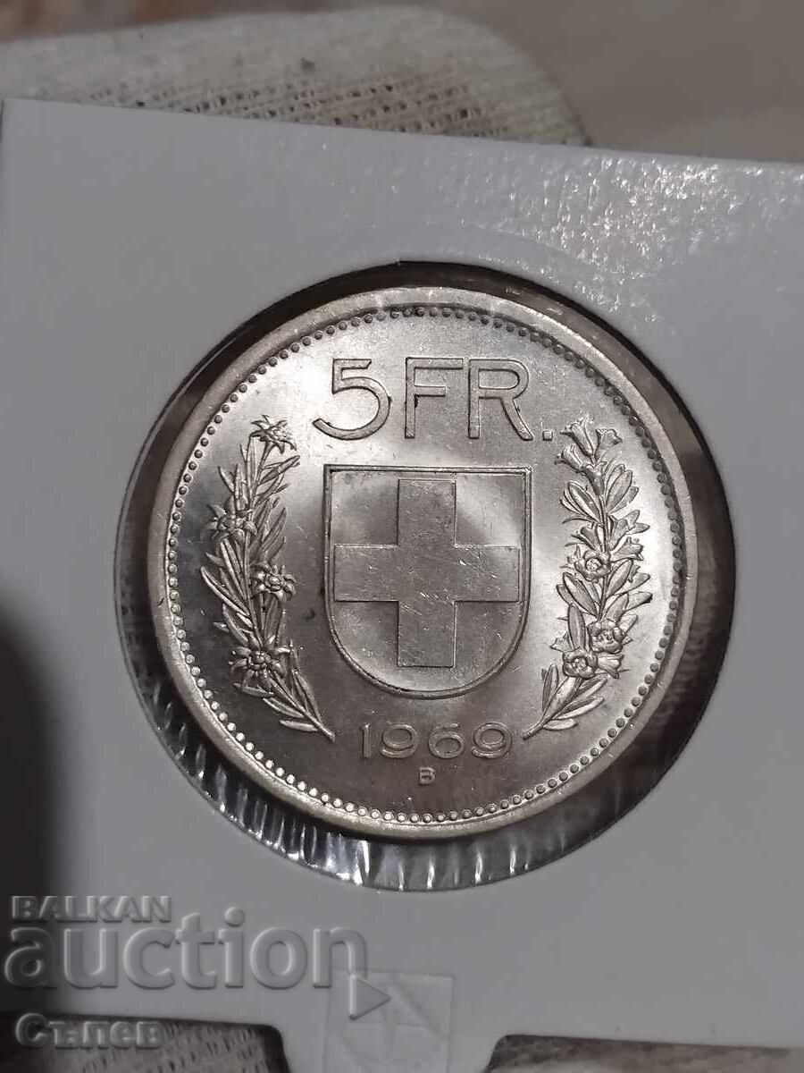5 franci 1969 cu preț 70.00 BGN | € 35.79 5 franci 1969 cu preț 70.00 BGN | € 35.79
