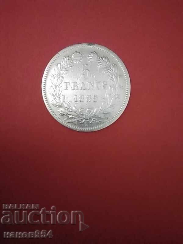 Auction 5 Francs Coin 1835 France Auction 5 Francs Coin 1835 France