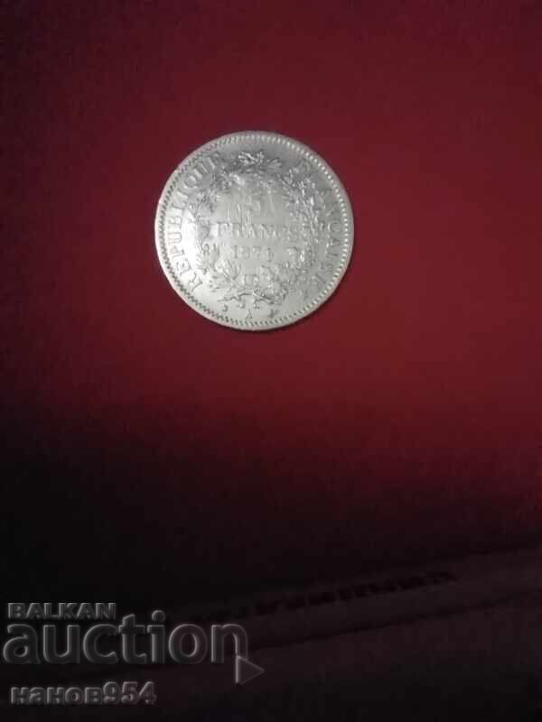 Монета 5 франка 1874г.Франция. Монета 5 франка 1874г.Франция.