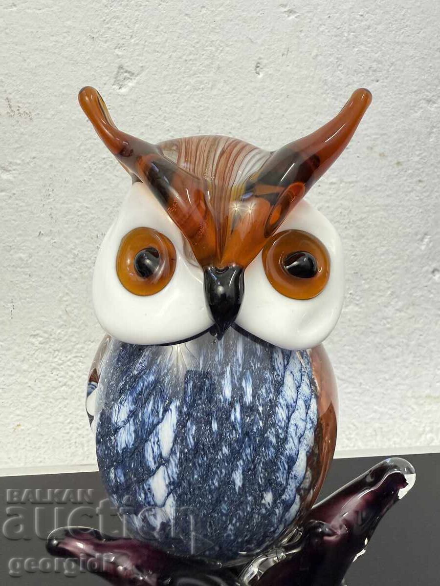 Аукцион Стъклена фигурка на бухал в стил Мурано. №7645 Аукцион Стъклена фигурка на бухал в стил Мурано. №7645