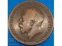 Marea Britanie 1 penny 1920 George V 30mm bronz