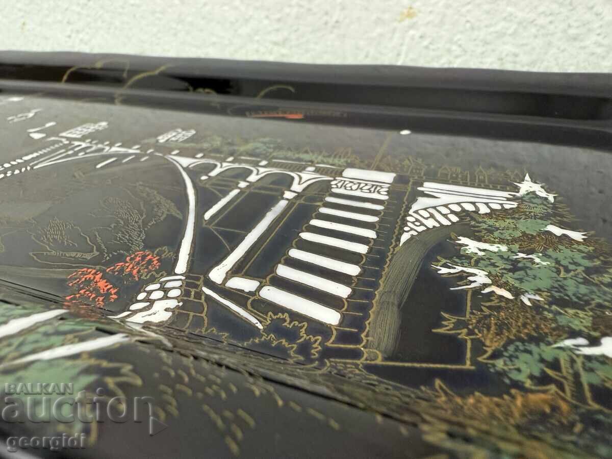 Auction Old French Tray - "Adolphe Bridge" Luxembourg City. No. 7647 Auction Old French Tray - "Adolphe Bridge" Luxembourg City. No. 7647