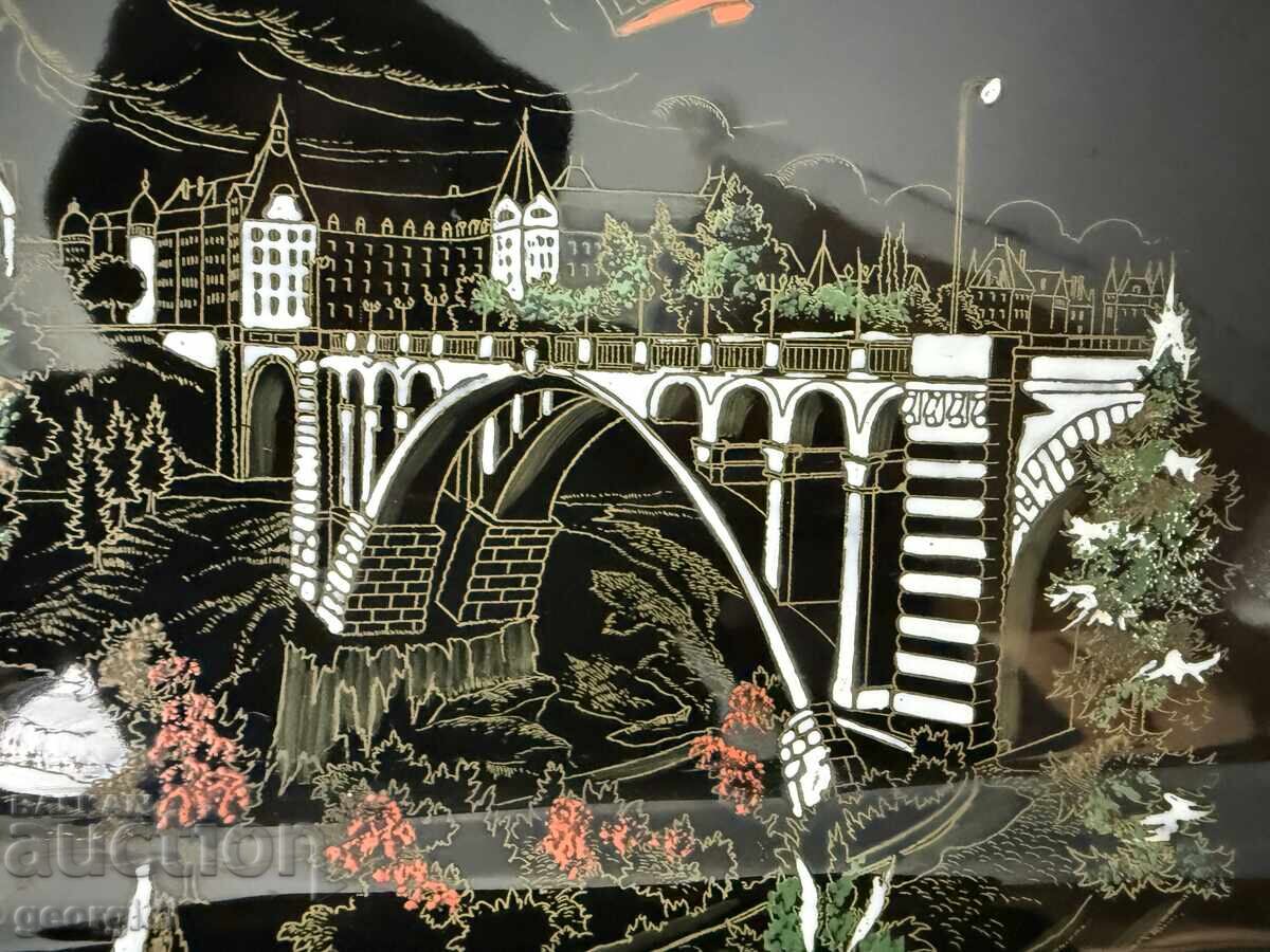 Old French Tray - "Adolphe Bridge" Luxembourg City. No. 7647 - 6 Old French Tray - "Adolphe Bridge" Luxembourg City. No. 7647 - 6