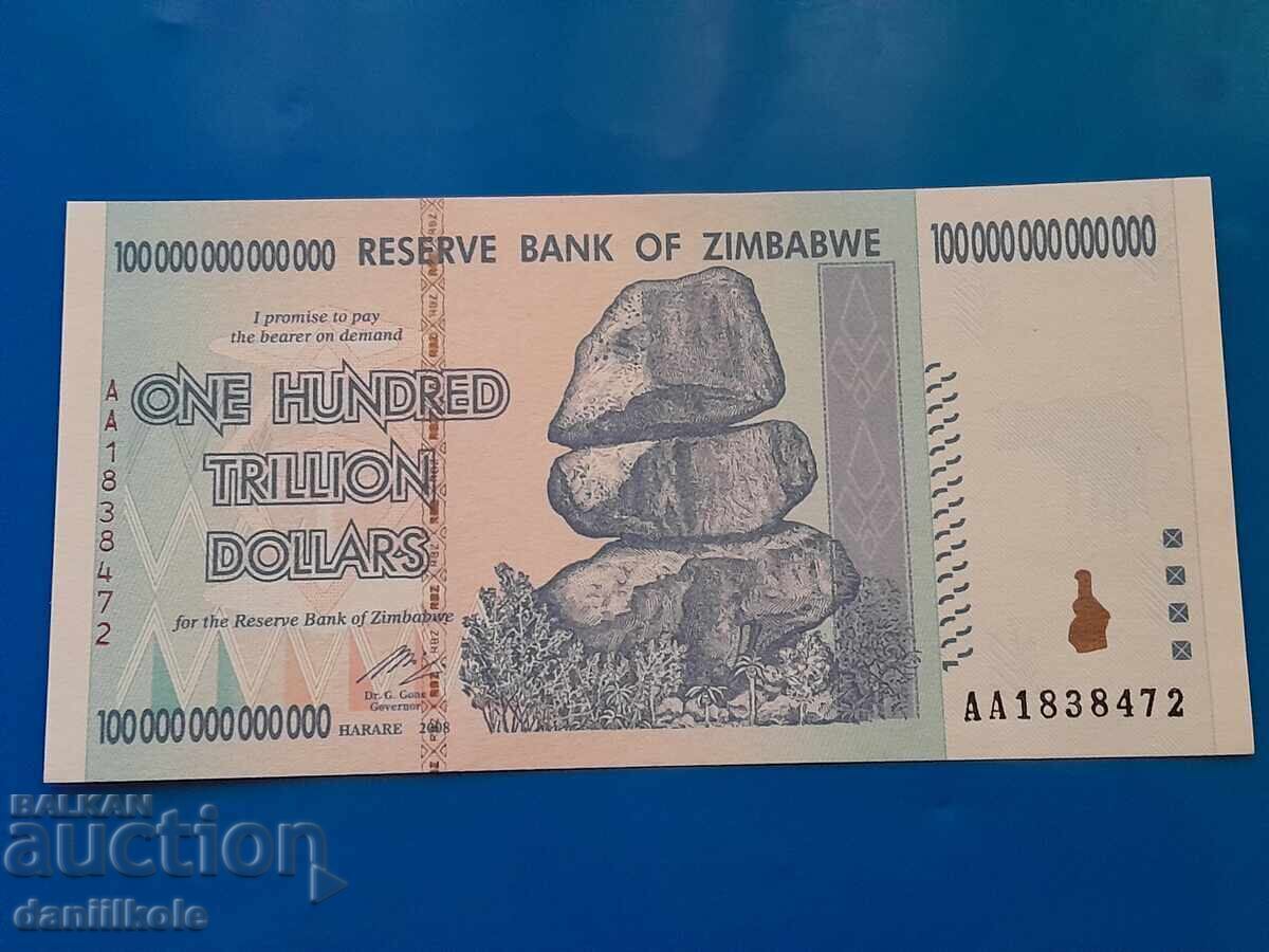 *$*Y*$* ΖΙΜΠΑΜΠΟΥΕ 100 ΤΡΙΣΕΚΑΤΟΜΜΥΡΙΑ ΔΟΛΑΡΙΑ 2008 - ΑΥΘΕΝΤΙΚΟ *$*Y*$* με τιμή 199.30 BGN | € 101.90