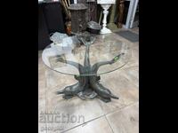 Măsuță de cafea din bronz cu figurine, cu DELFINI. №7648