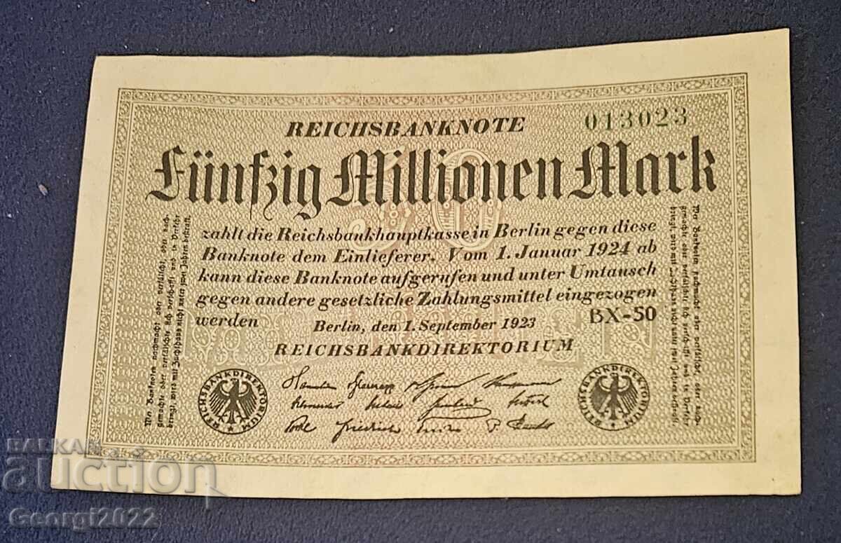 50 Million Mark Banknote 1923 50 Million Mark Banknote 1923