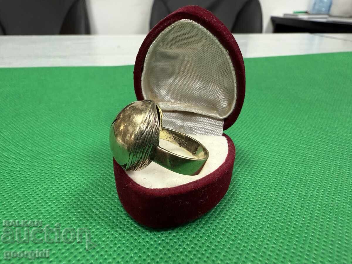 Handmade silver ring with gold plating - 835. No. 7649 with price 105.00 BGN | € 53.69