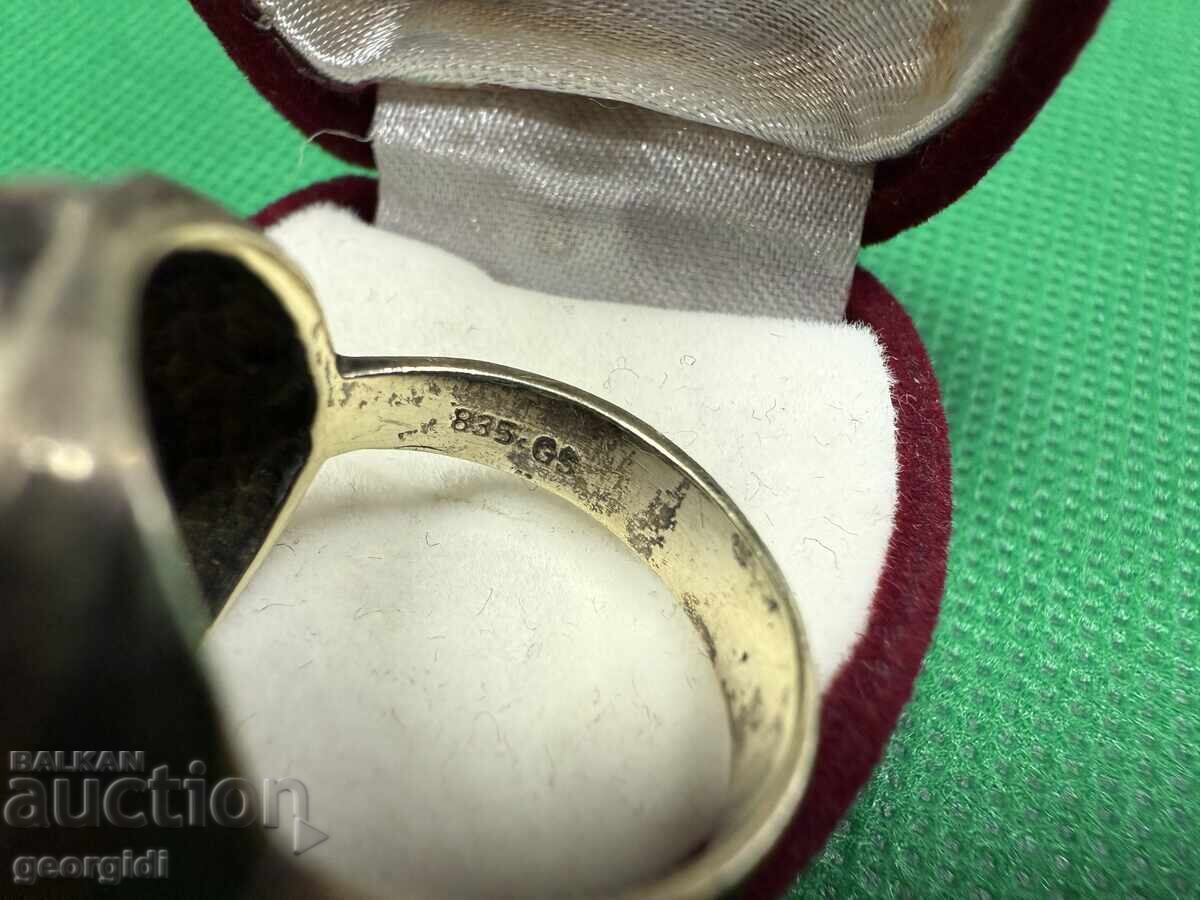 Auction  Handmade silver ring with gold plating - 835. No. 7649