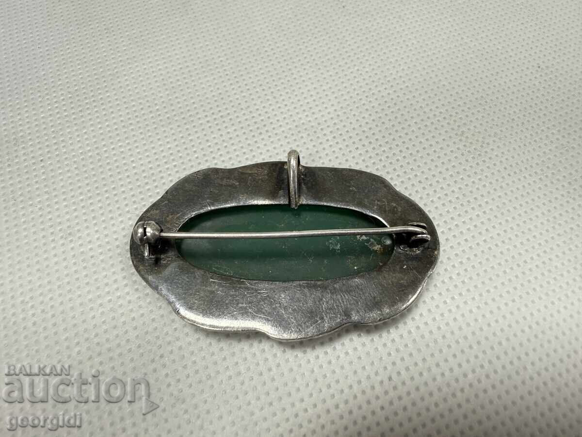 Παράδοση Ασημένια καρφίτσα με Αχάτη και Μαρκαζίτες. №7650