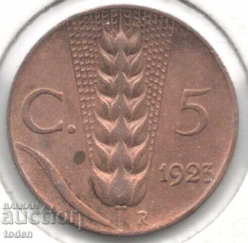 Italia - 5 Centesimi - 1923 R - KM# 59 - Victor Emanuel al III-lea