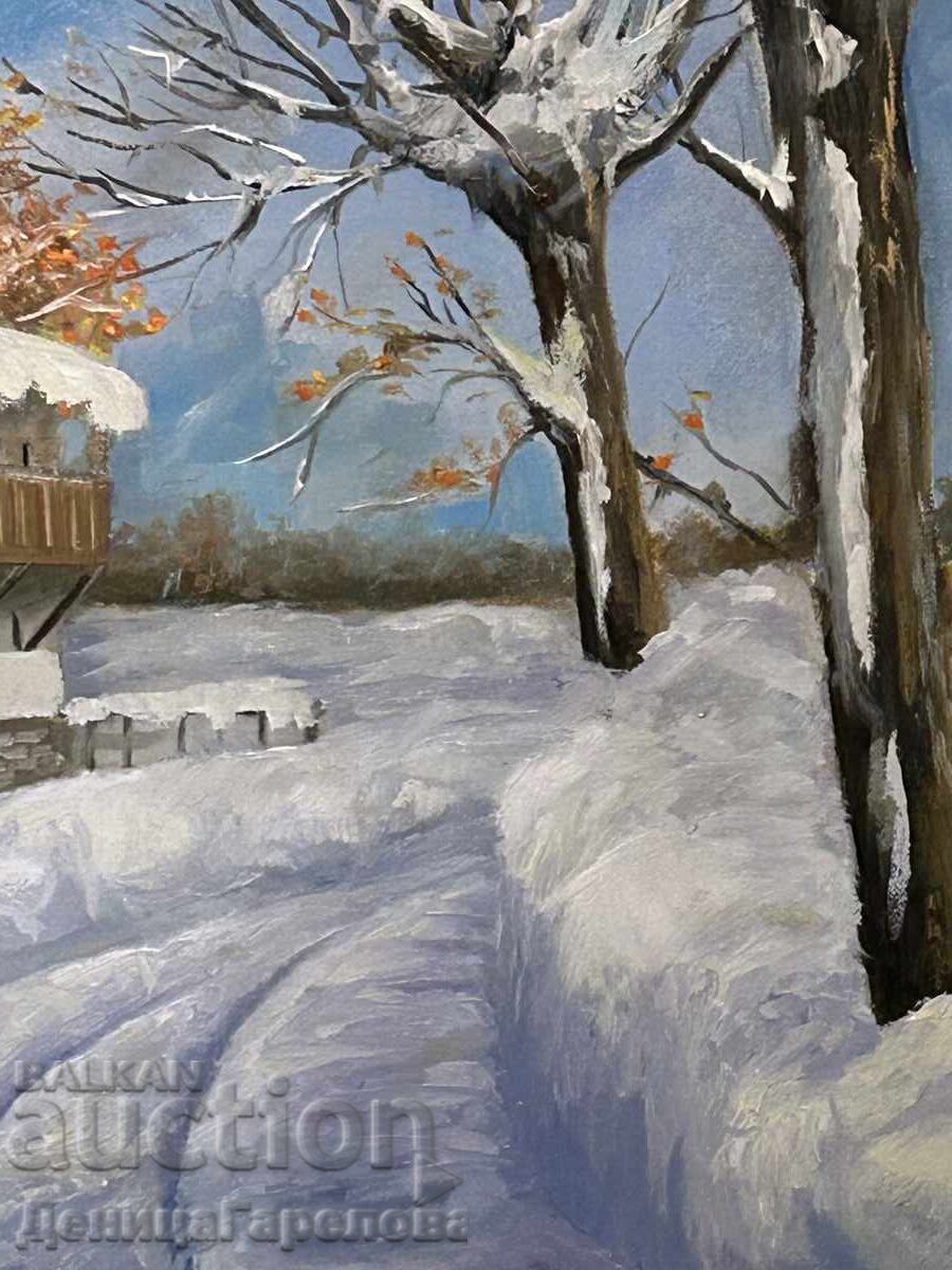 Auction  Denitsa Garelova Oil Painting, Framed 50/40 "White Winter"