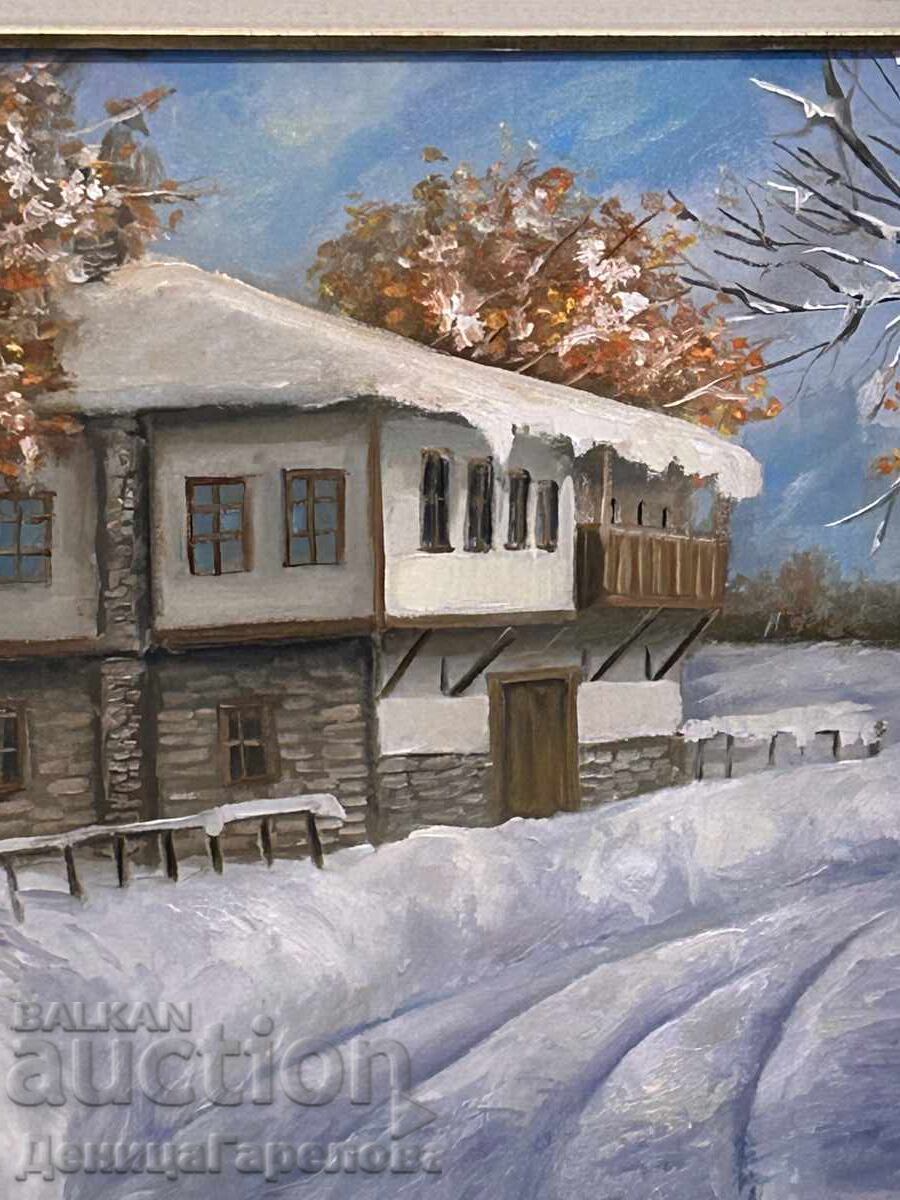 Delivery of Denitsa Garelova Oil Painting, Framed 50/40 "White Winter"