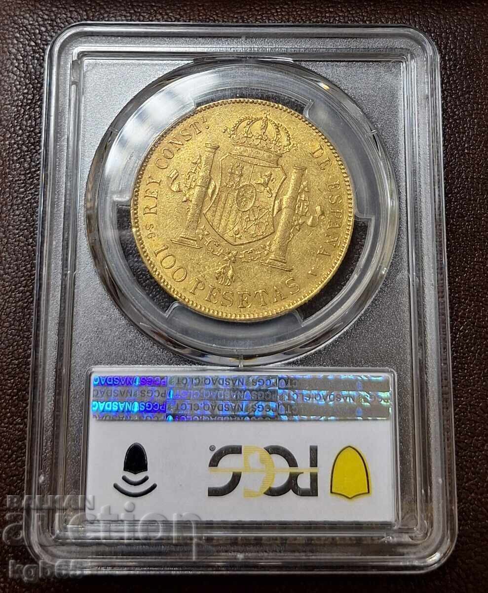 100 Pesetas 1897 Spain Gold. Rare with price 8250.00 BGN | € 4218.16 100 Pesetas 1897 Spain Gold. Rare with price 8250.00 BGN | € 4218.16
