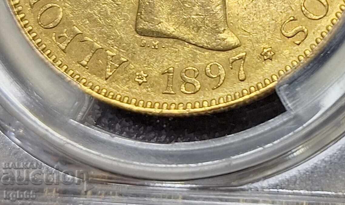 Auction 100 Pesetas 1897 Spain Gold. Rare Auction 100 Pesetas 1897 Spain Gold. Rare