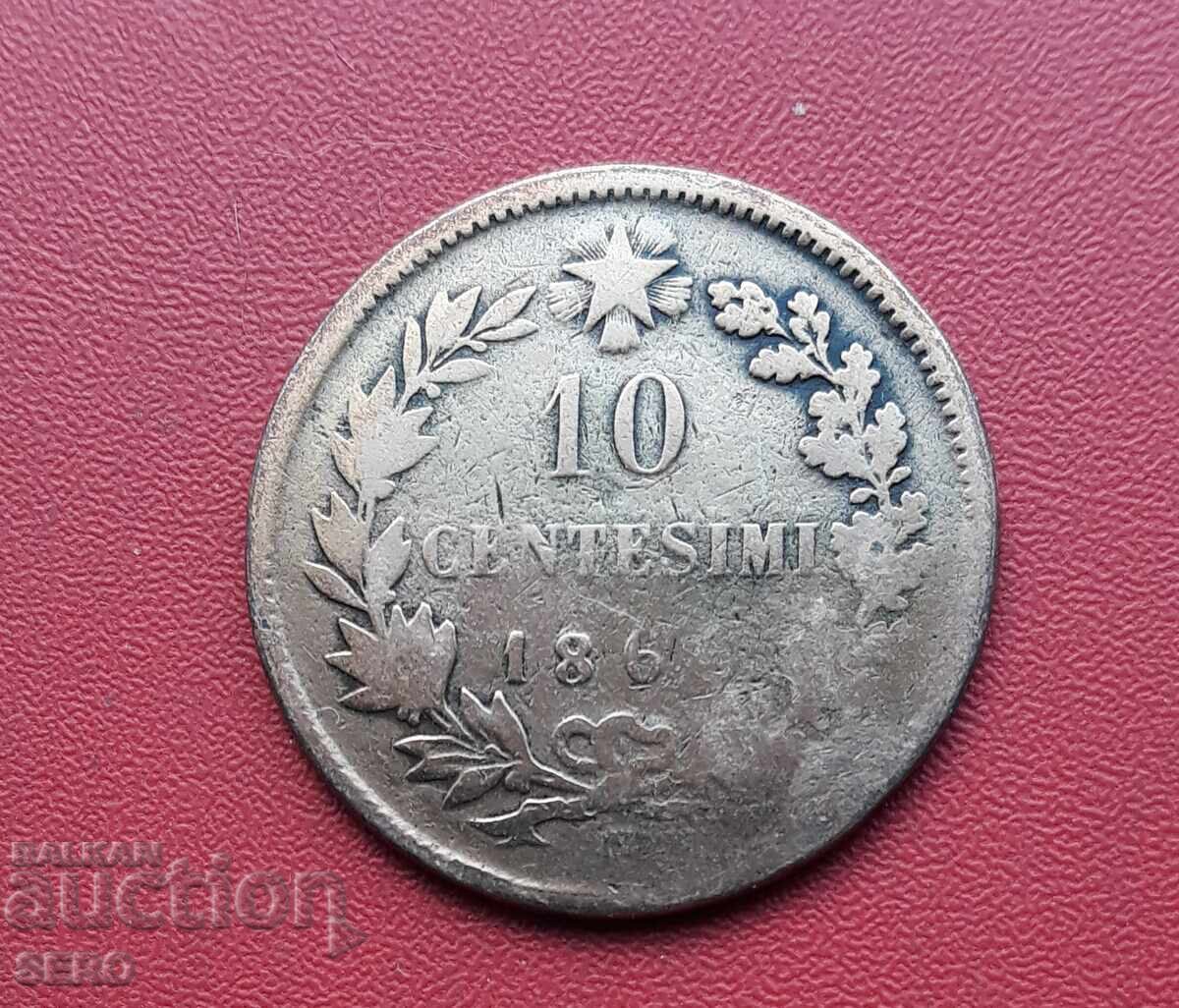 Italy-10 cents 1866 N-Naples